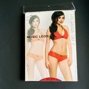 🎈🎈🎈Music Legs 2PC Short Set lingerie ,Red & black,OS, NWT